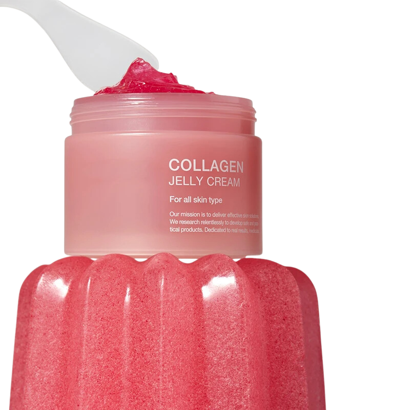 Collagen Jelly Cream with Niacinamide, a gel moisturizer that doubles as a brightening mask, promoting hydration, elasticity, and an even skin tone.