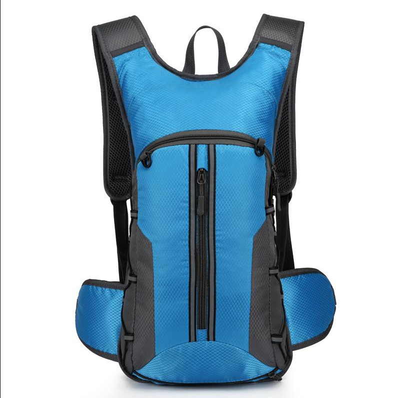 Lightweight hydration backpack with a water bladder, designed for outdoor activities like hiking, cycling, and running, ensuring convenient hydration on the go.