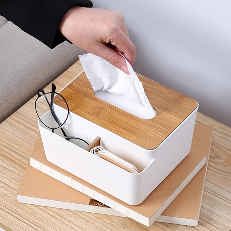 Multifunctional tissue storage box that doubles as a napkin holder and stationery organizer, ideal for keeping your space tidy and stylish.