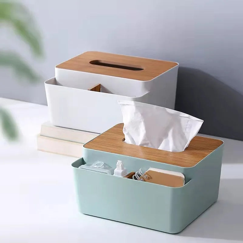 Multifunctional tissue storage box that doubles as a napkin holder and stationery organizer, ideal for keeping your space tidy and stylish.