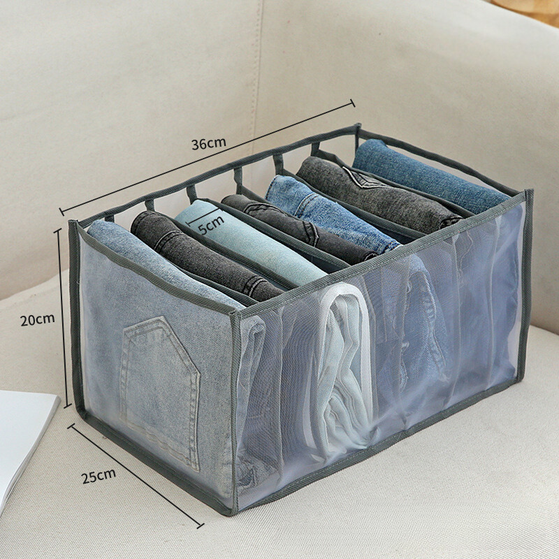 Pants and clothes storage box with partitions, designed for organizing wardrobe drawers and maximizing space efficiency.